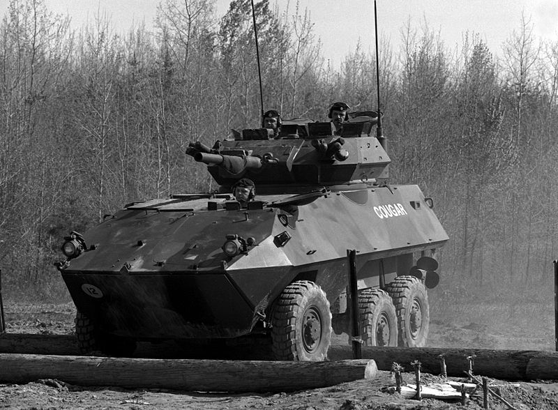 AVGP Cougar on an obstacle course during the 1976 trials