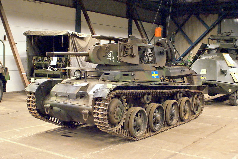 Stridsvagn m/40K in Hässleholm. The L-60 was the first tank to use torsion bar suspensions.