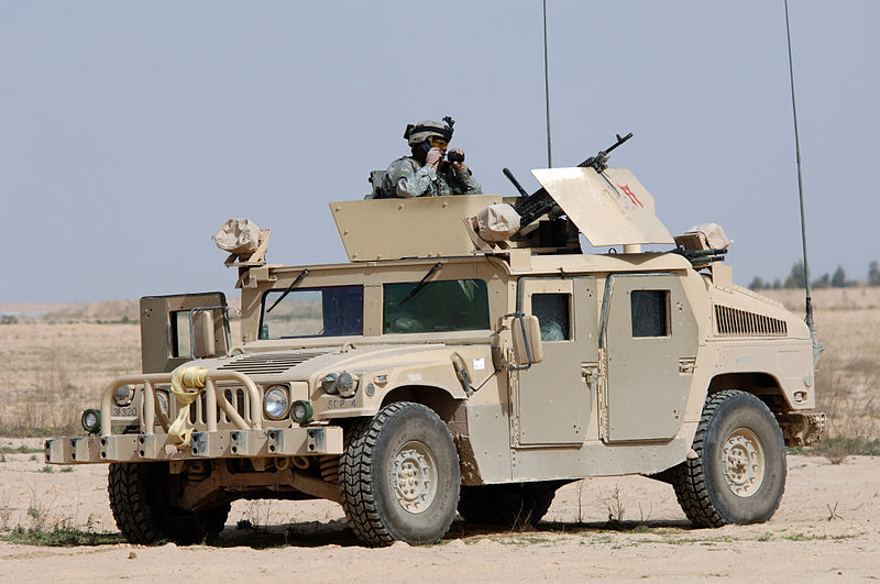 Humvees in patrol with Iraqi Soldiers Bravo Battery 3rd Battalion 320th Field Regiment Saladin Province Iraq March 2006
