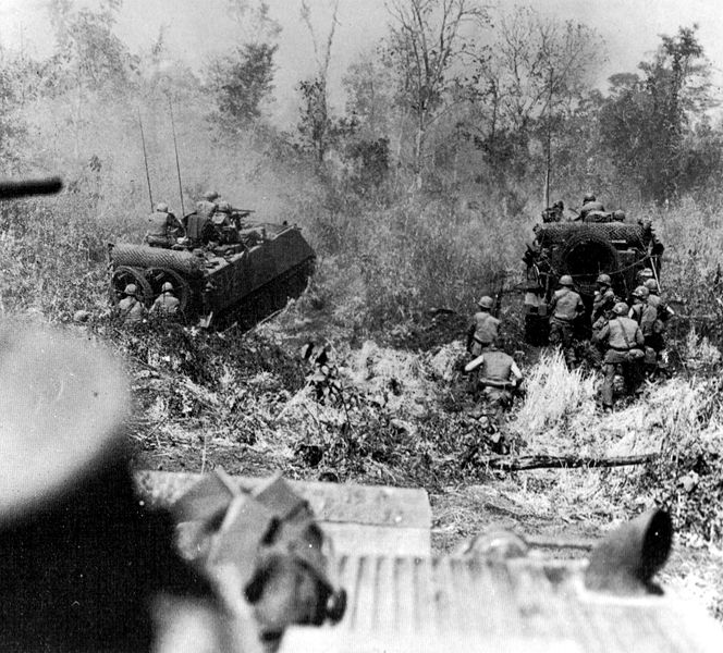 M113 ACAV advancing in Vietnam