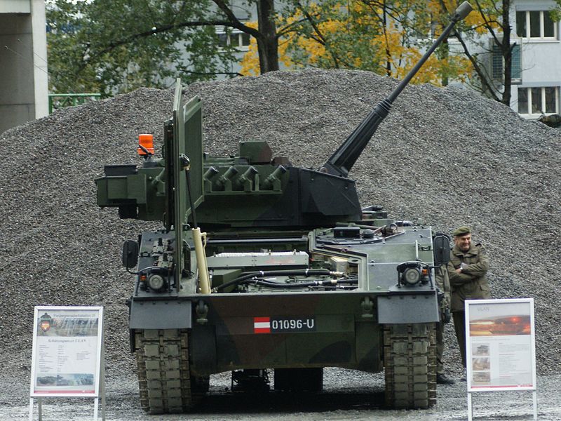 An Austrian Ulan being shown-off by the Bundesheer. Notice the frontal armor being raised to allow access to the engine and transmission