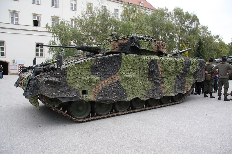 An Ulan fitted with a Mobile Camouflage System from Saab