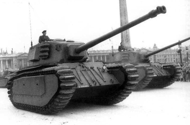 ARL-44 tanks on parade during the Bastille Day Parade 14th July 1951 in Paris, France