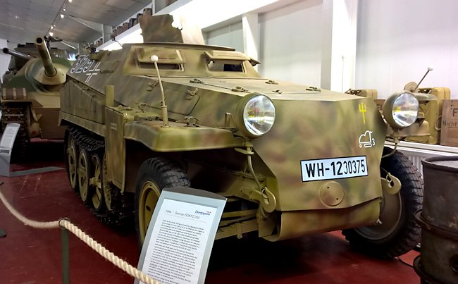 Sd.Kfz.250 German Army halftrack at the Wheatcroft Military Collection, Donington Race Course, UK
