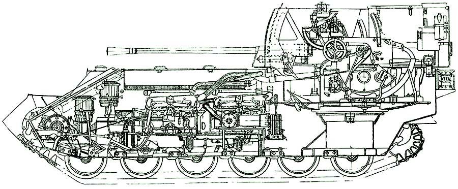 A technical drawing of the ZSU-37