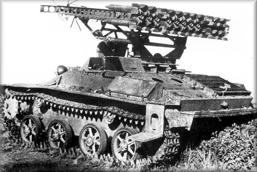 A BM-8-24 system mounted on a T-60.