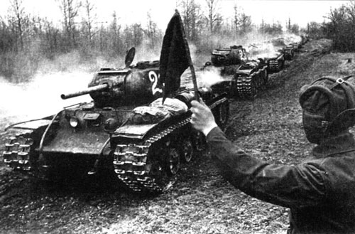 A column of KV-1S tanks.