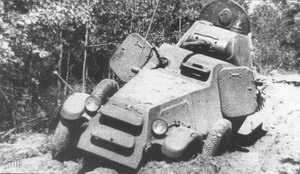 A BA-11D being tested on rough terrain at NIIBT testing grounds, Kubinka, 1939