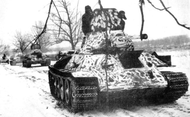 A column of T-34/76 tanks produced at Kharkov