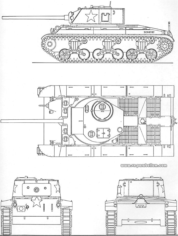 T23 pre-production blueprint - Source: Pershing: a history of the medium tank T20 series