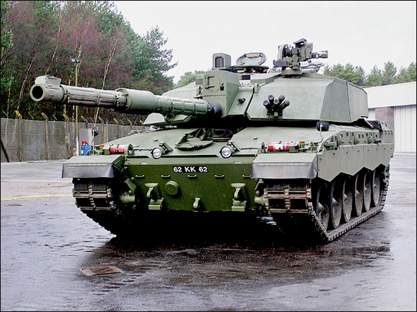 The front of a Challenger II tank