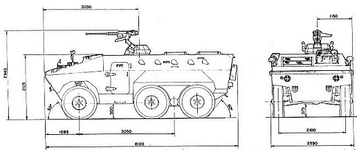 2-view drawing of the Urutu.