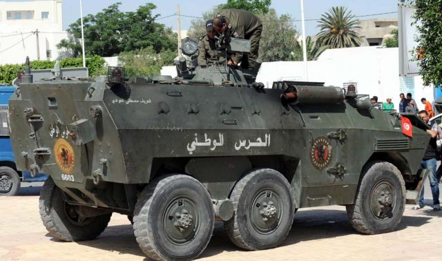 The rear of a Tunisian Urutu APC