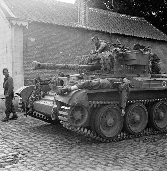 British Army Cromwell carrying wounded soldiers, North-West Europe, 1944-45
