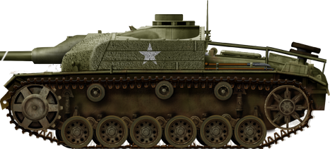 StuG III Ausf.G with concrete armor in American colors.