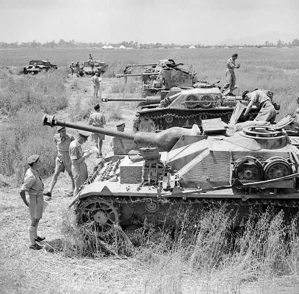 Captured StuGs in Italy