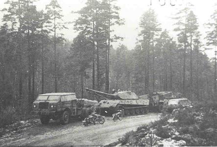 Recovered Tiger II transported near Kalsborg, 1947