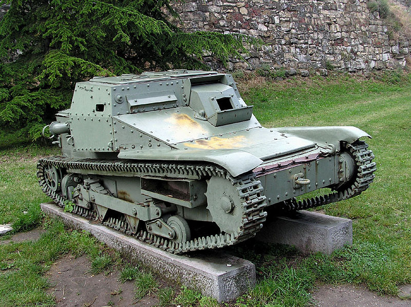 The Italian CV-33 Tankette. The 2 man crew of this tiny tank were