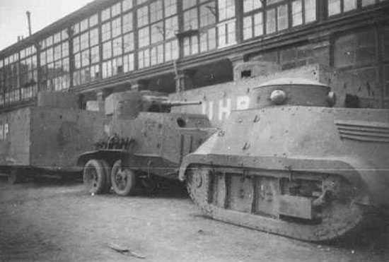 Trubia Naval next to a Russian armored car
